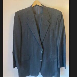 Custom Tailored Hickey Freeman Men's Suit, Black Pinstripe
